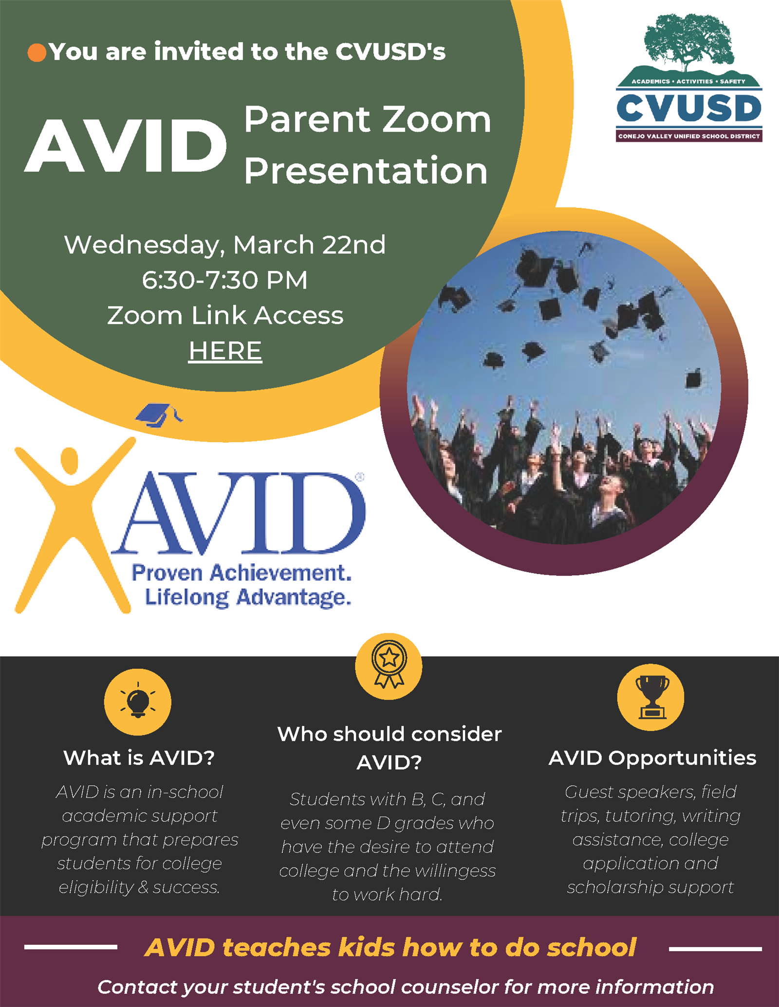  Learn more about the AVID Program at the upcoming Information Night